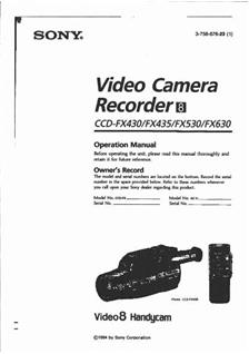 Sony CCD FX 630 manual. Camera Instructions.